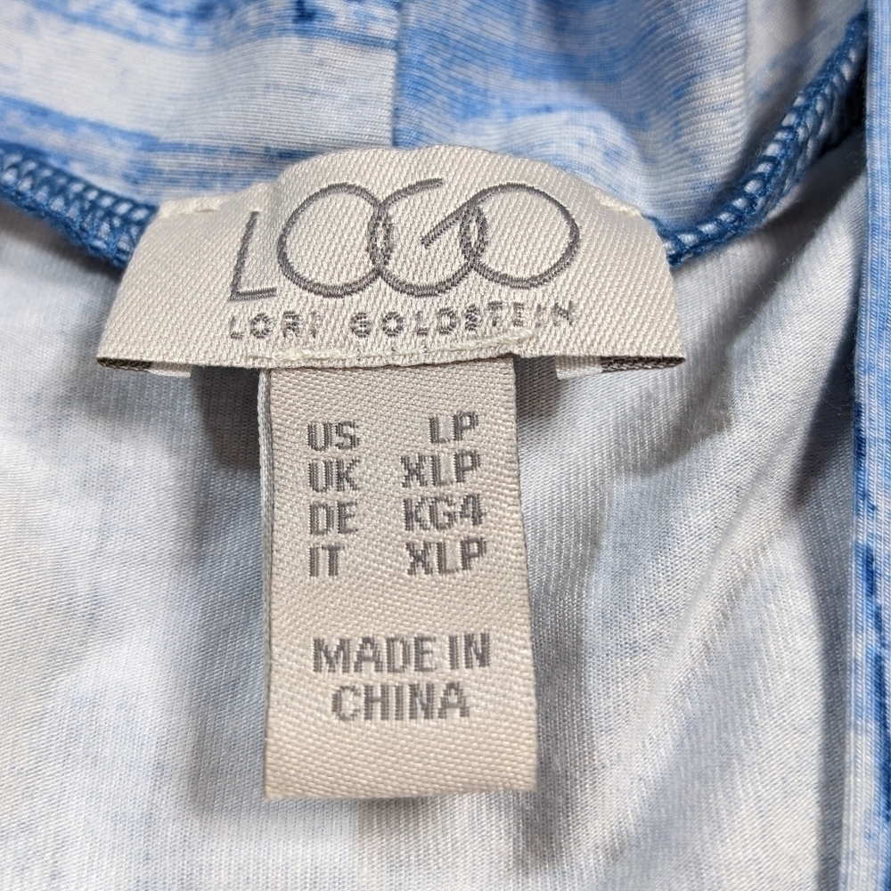✨3/$15 LOGO Lori Goldstein blue white lightweight open cardigan LP - Picture 7 of 8